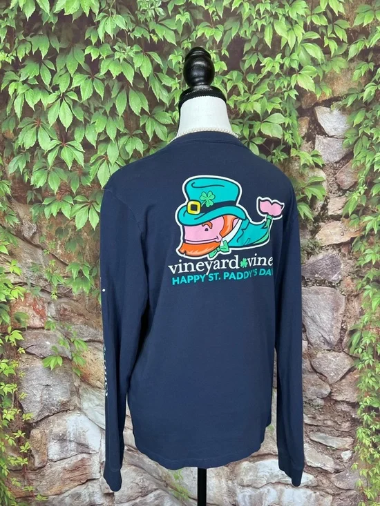 VINEYARD VINES Girls' Navy St. Patrick's Day Long Sleeve Tee, XL - Picture 6 of 9